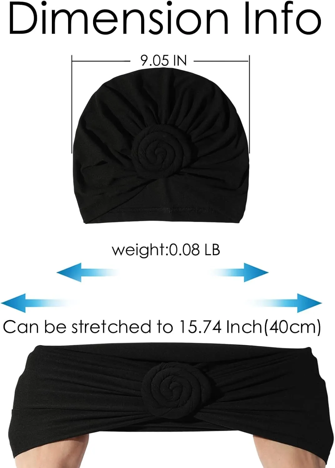 Stretch Turban Hats for Women - African Knot Headwraps Soft Pre Tied Bonnet Hair wrap Pretied for Black Women