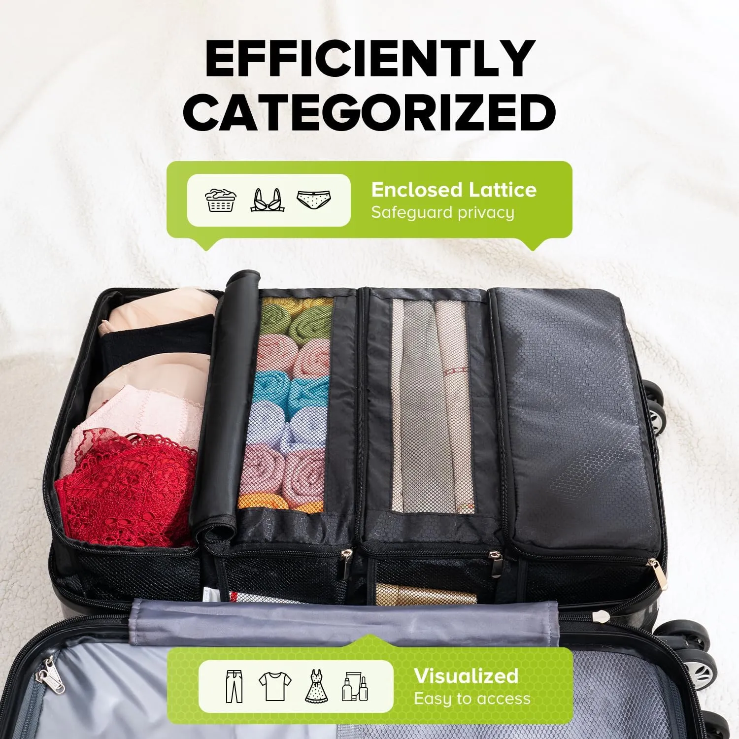 Suitcase Organizer, Travel Luggage Organizer Hanging Shelves Packing Cube Closet/Collapsible Portable Travel Organizer for Carry-on