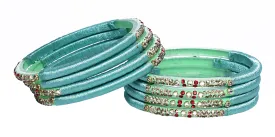 Sukriti Indian Party wear Teal Silk Thread Bangles for Women - Set of 8