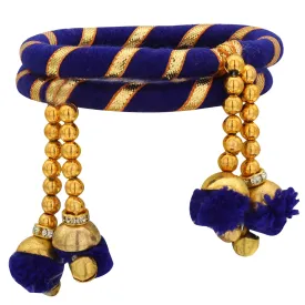 Sukriti Indian Party Wedding wear Pom-Pom Thread Blue Bracelet for Girls & Women - Set of 2