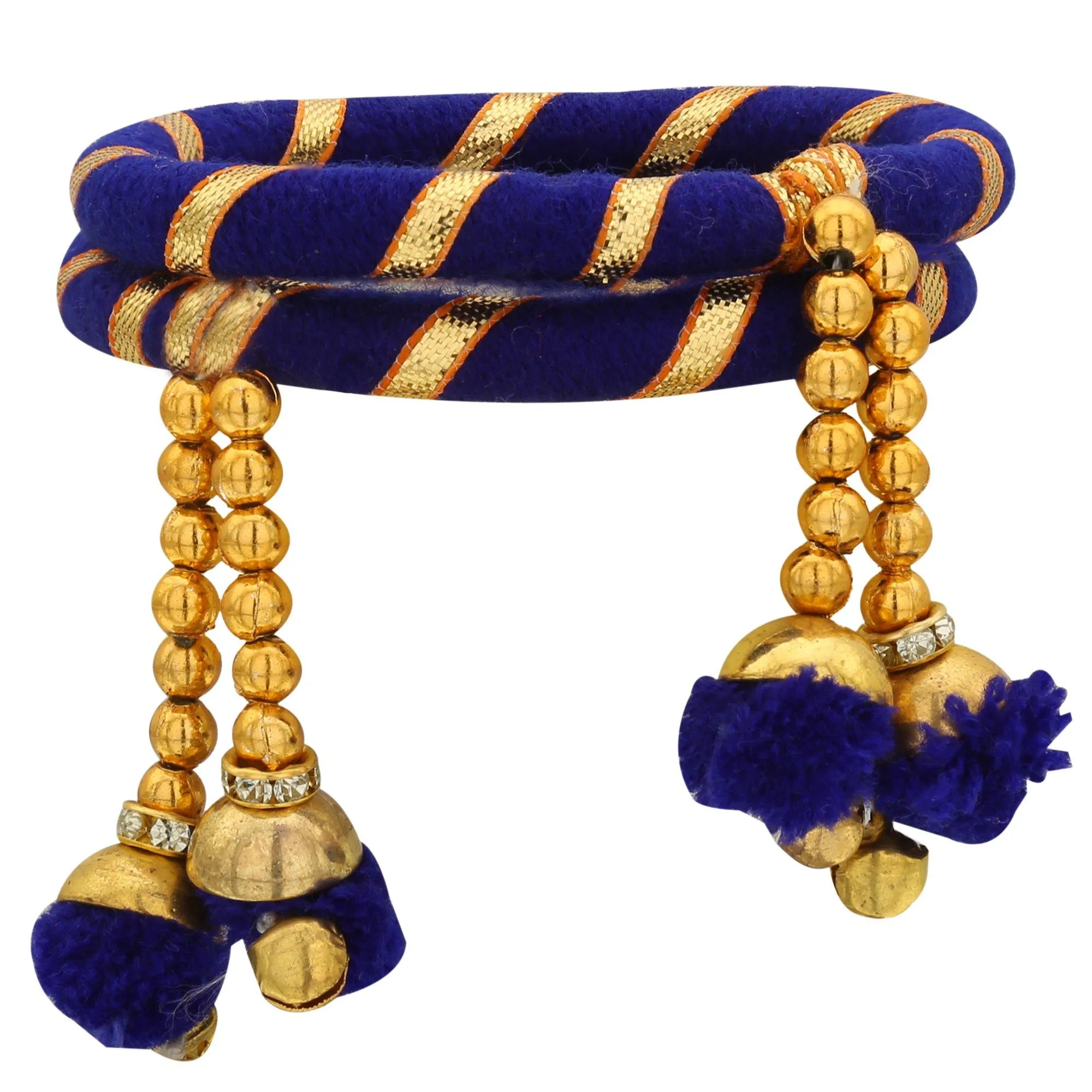 Sukriti Indian Party Wedding wear Pom-Pom Thread Blue Bracelet for Girls & Women - Set of 2