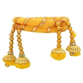 Sukriti Indian Party Wedding wear Pom-Pom Thread Yellow Bracelet for Girls & Women - Set of 2