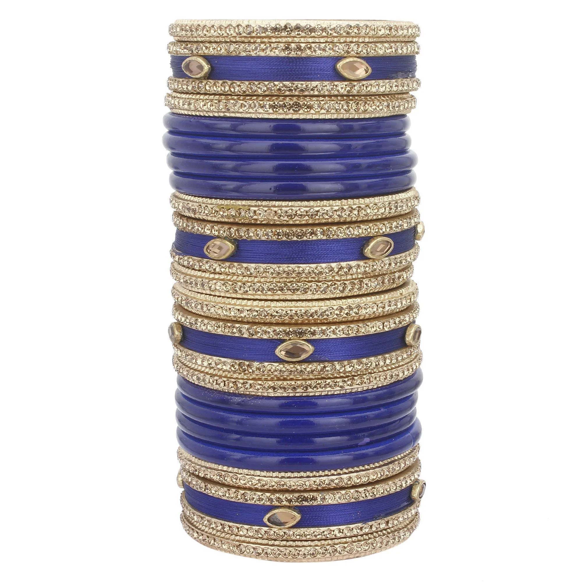 Sukriti Rajasthani Silk Thread Lac Chuda Blue Bangles Bridal Jewelry for Women - Set of 20
