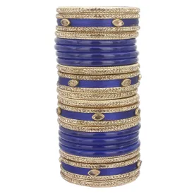 Sukriti Rajasthani Silk Thread Lac Chuda Blue Bangles Bridal Jewelry for Women - Set of 20