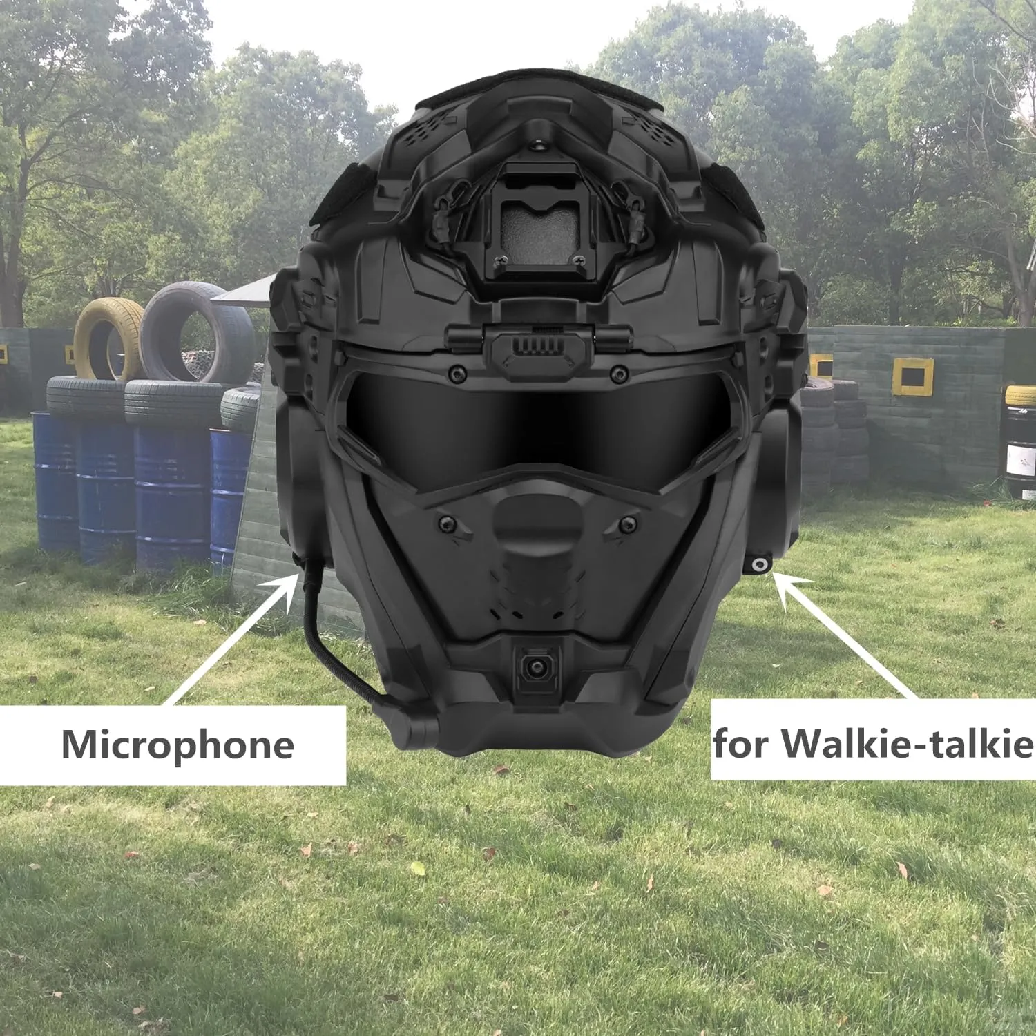 Tactical Airsoft Helmet, High-end Paintball Full Face Mask Helmet (Built-in HD Headset and Anti-Fog Fan, Options) for Outdoor CS Games