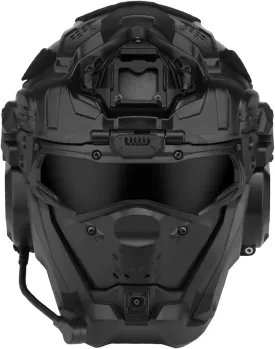 Tactical Airsoft Helmet, High-end Paintball Full Face Mask Helmet (Built-in HD Headset and Anti-Fog Fan, Options) for Outdoor CS Games