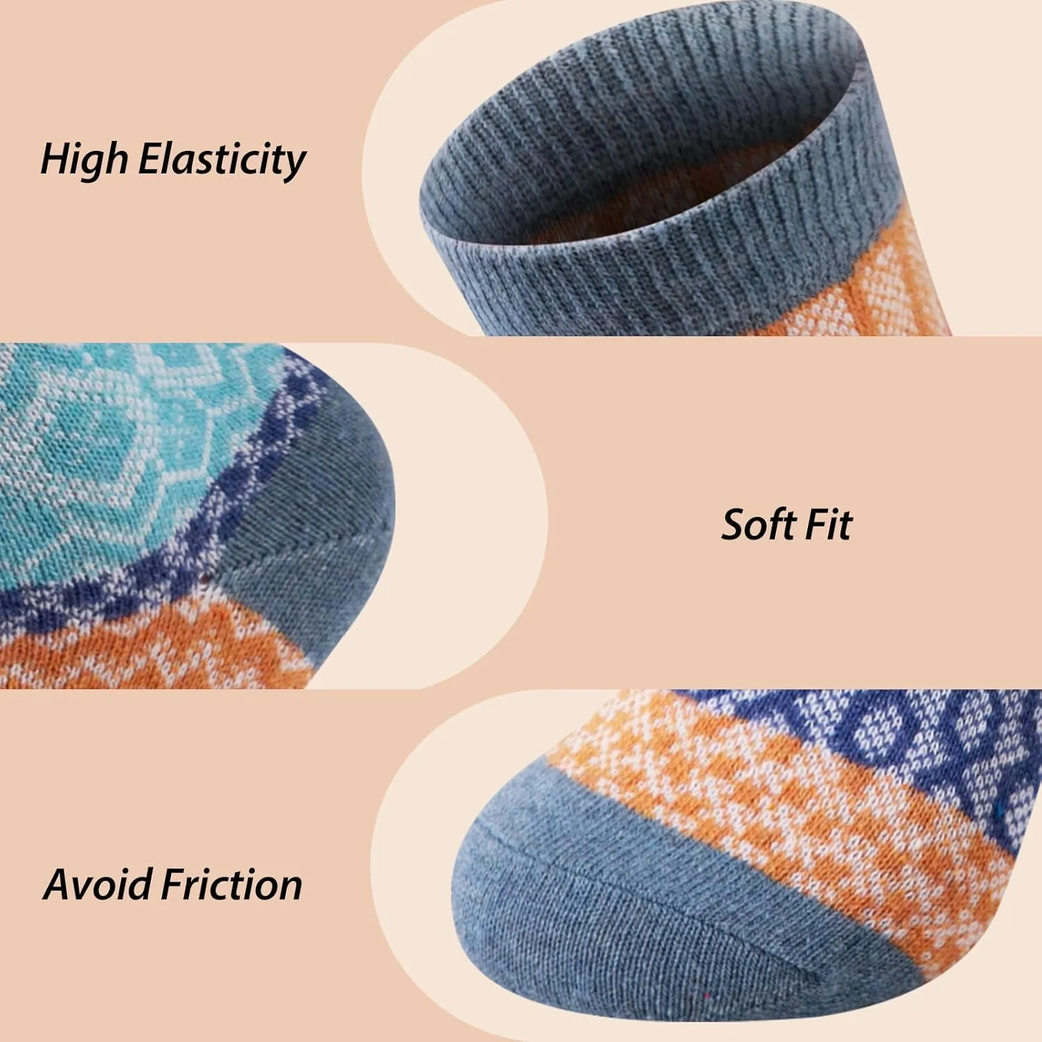 Tavaleu Wool Socks for Women - 5 Pairs Winter Warm Knit Soft Vintage Casual Crew Socks