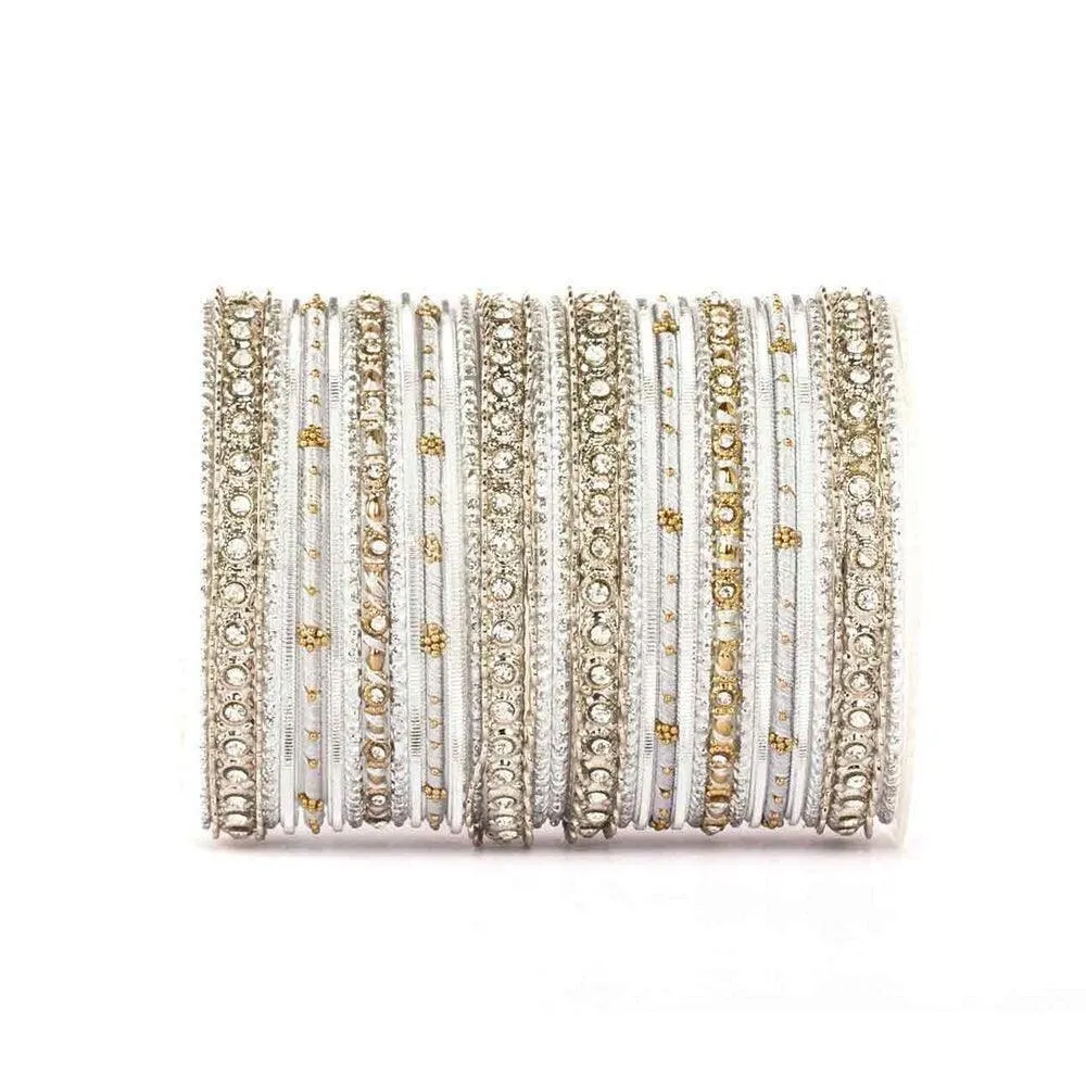 Thread Bangle Set, Stone & Silk Threads Bridal Bangle Set for Women