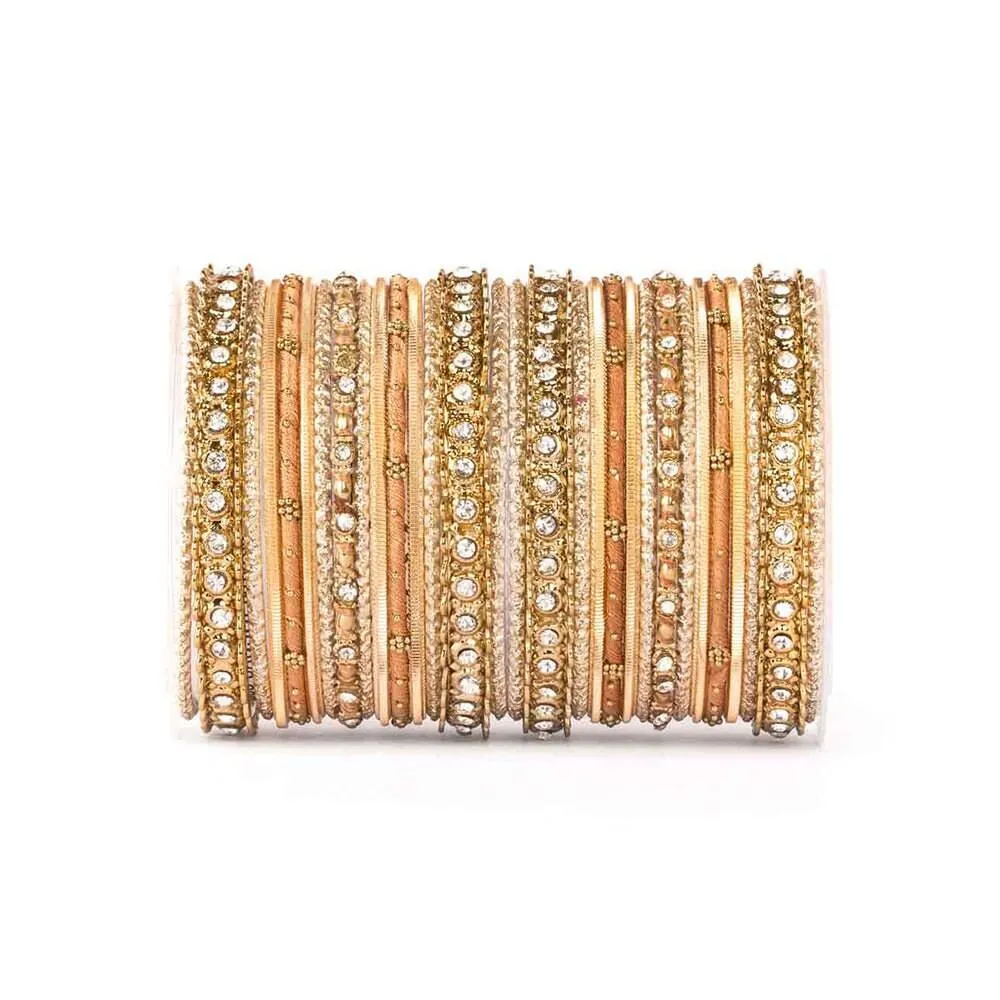 Thread Bangle Set, Stone & Silk Threads Bridal Bangle Set for Women