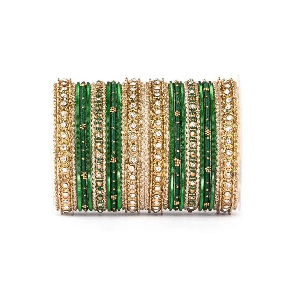 Thread Bangle Set, Stone & Silk Threads Bridal Bangle Set for Women
