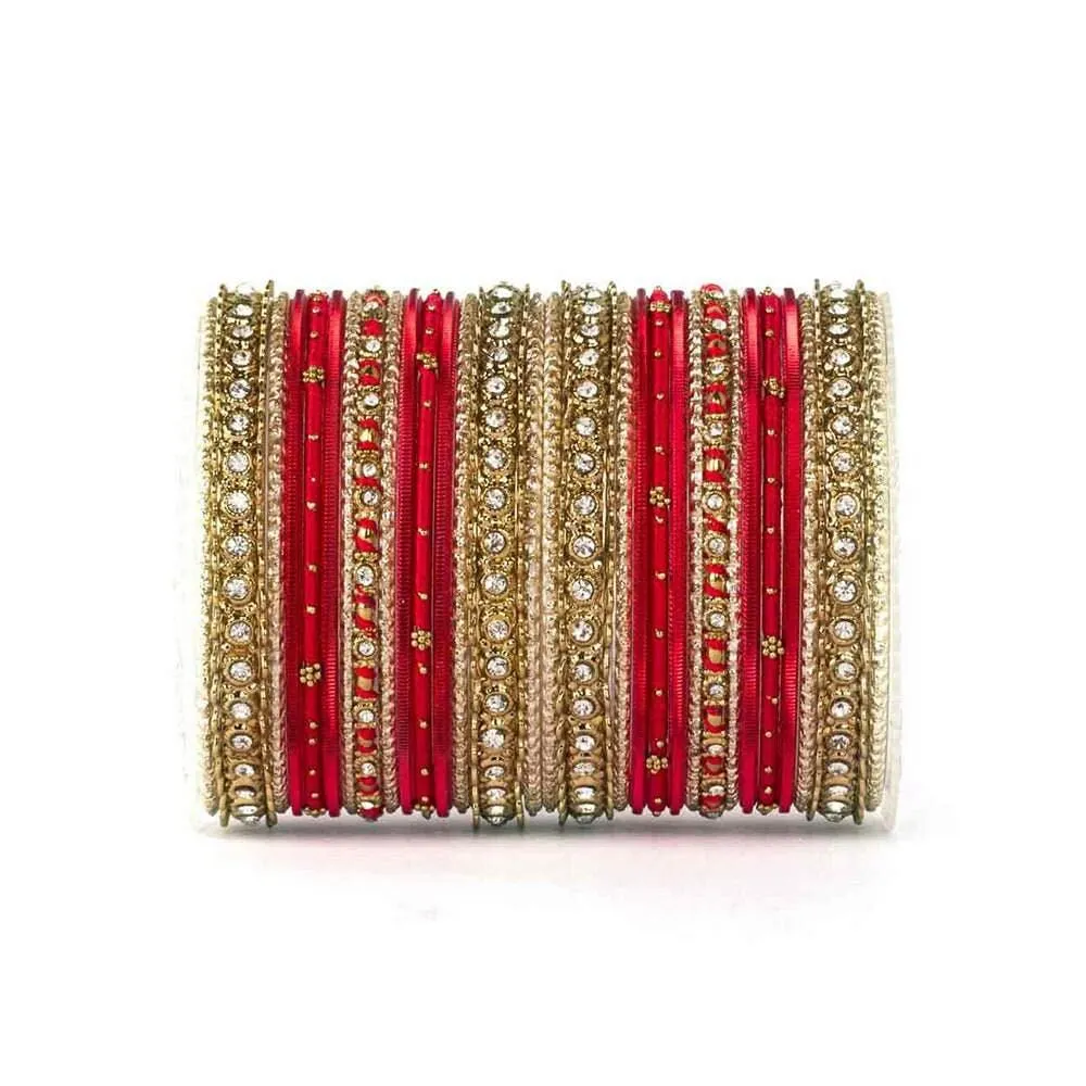 Thread Bangle Set, Stone & Silk Threads Bridal Bangle Set for Women