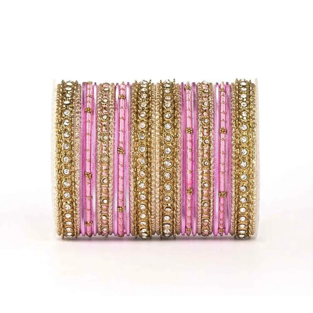Thread Bangle Set, Stone & Silk Threads Bridal Bangle Set for Women