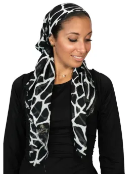 Tie Ur Knot Black and White Giraffe Print Luxe Square