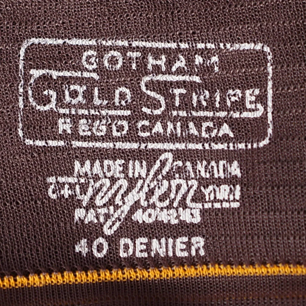Vintage 1940s Taupe Nylon Stockings Seamed Cuban Heel Gotham Gold Stripe 9.5x34