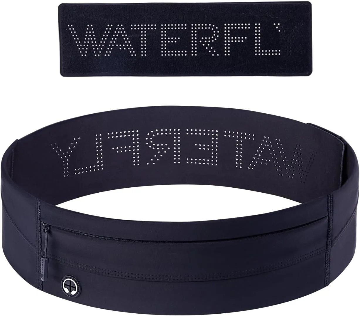 WATERFLY Running Belt Fanny Pack: Slim Elastic Sport Workout Waistband for Men and Women, Jogging Runner Phone Holder Belt, Marathon Jogger Waist Bag