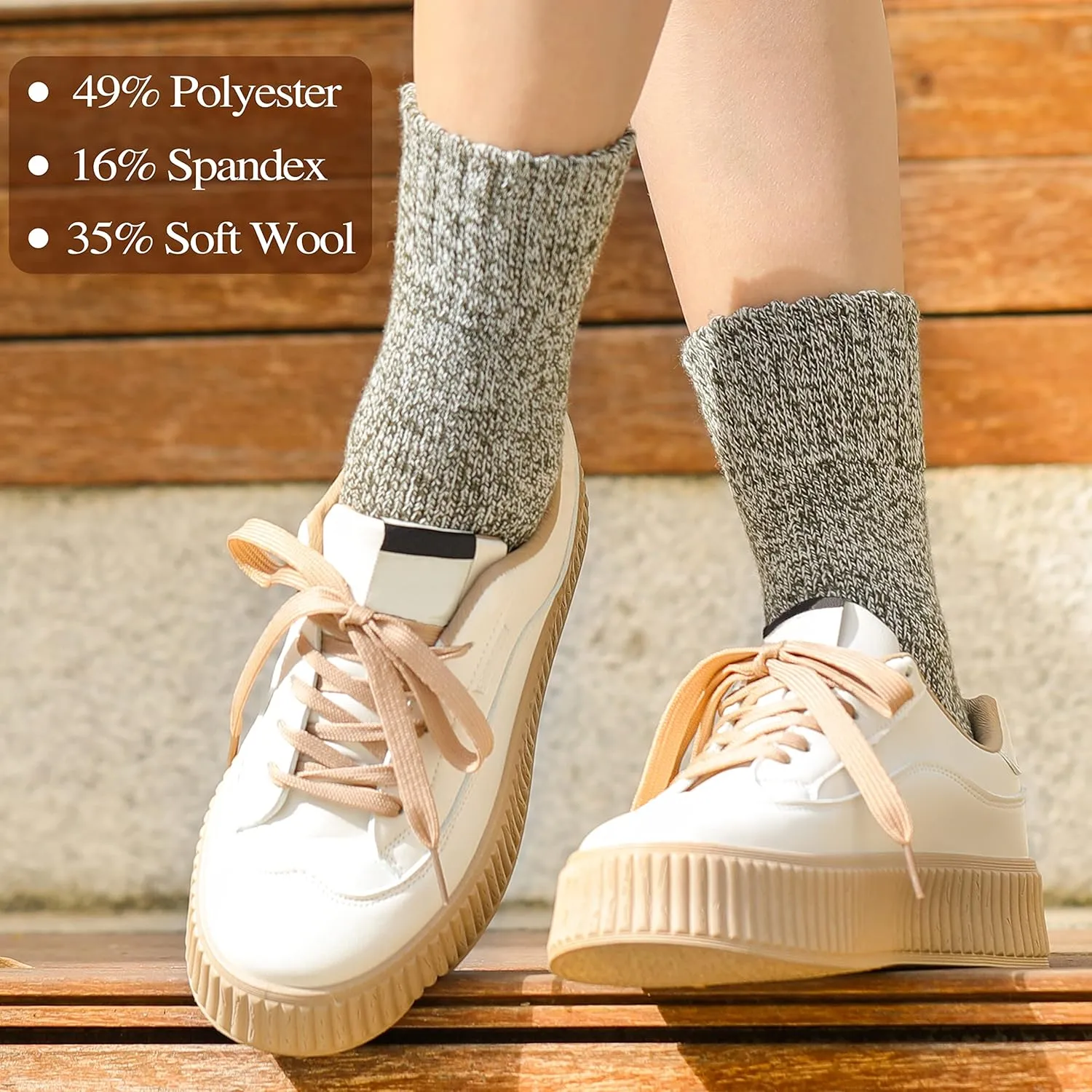Wool Socks for Women - Womens Wool Socks Winter Sock for men Warm Thick Knit Soft Vintage Casual Crew Sock