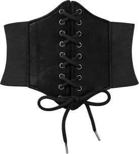 Zando Lace up Pirate Corset Belt for Women Vintage Renaissance Waist Belt Elastic Belt for Daily Cosplay Halloween Costume